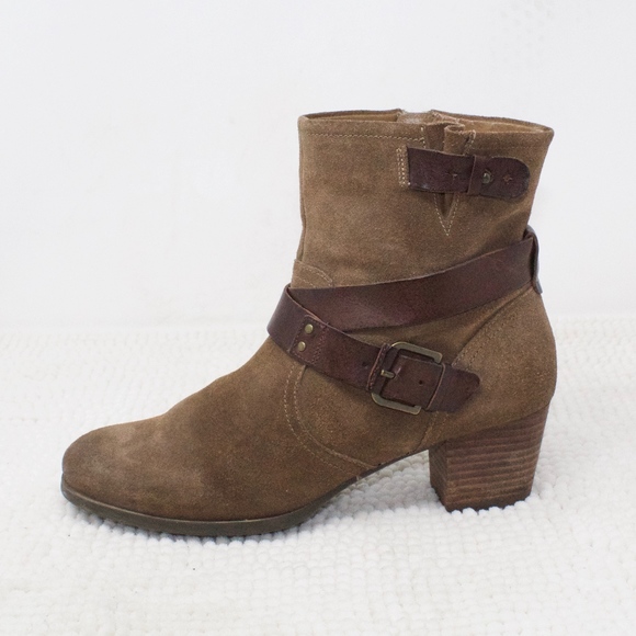 Cobb Hill by New Balance Shoes - Cobb Hill Brown Suede Leather Heel Ankle Boots 9